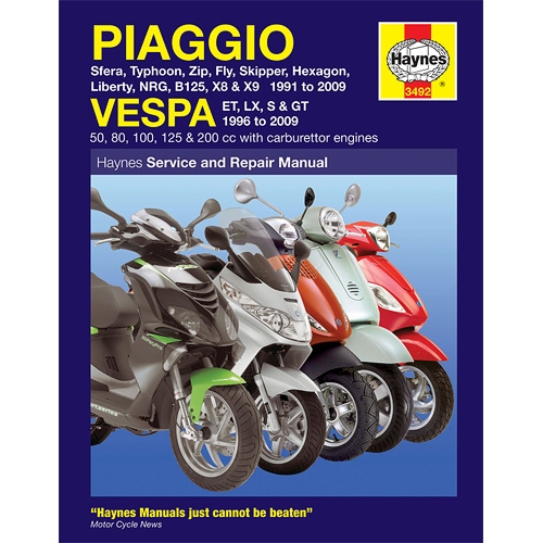 Verkstadshandbok (Piaggio/Vespa), RINAB, moped, scooter, tillbehör, reservdelar