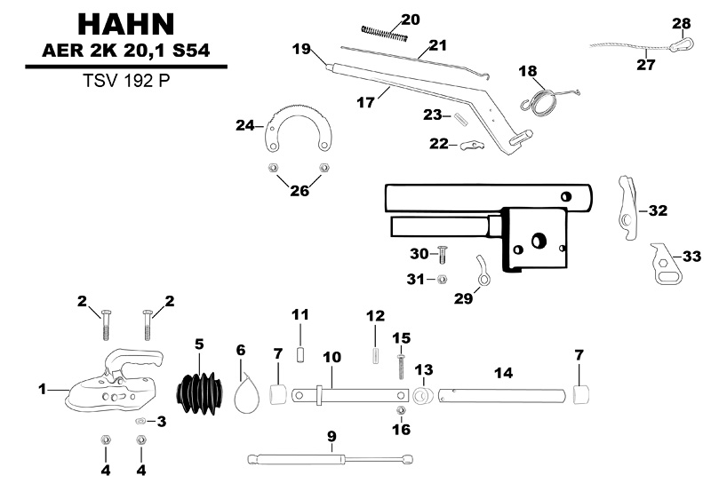 Sprängskiss för släpvagnen Hahn AER 2K 20,1 S54.