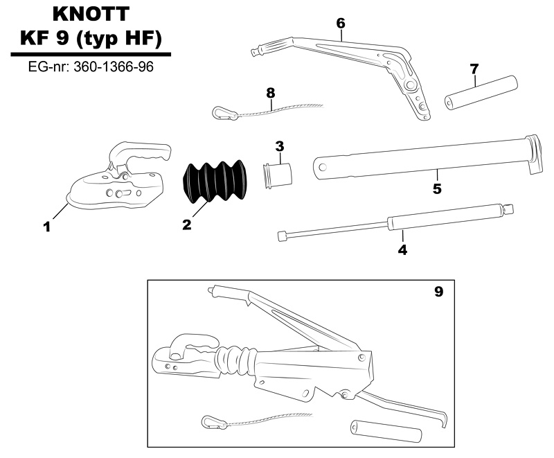 Sprängskiss för släpvagnen Knott KF 9 (typ HF).