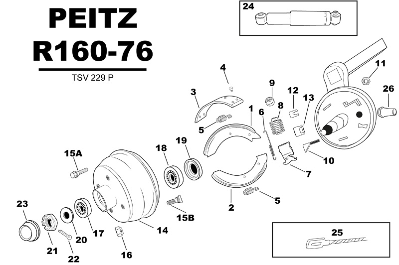 Sprängskiss för hjulbromsen Peitz R160-76 tsv229p.