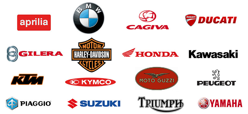 aprilia bmw cagiva ducati gilera harley davidson honda kawasaki ktm kymco moto guzzi peugeot piaggio suzuki triumph yamaha