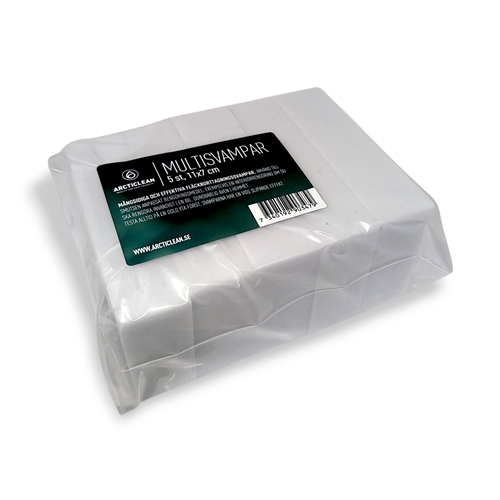 Arcticlean Multisvamp - 5-pack, 11x7cm, bilvård, rengöring, tillbehör, moped, släpvagn, snöskoter, rinab,
