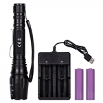 Ficklampa LED m. Zoom 300Lm - Uppladdningsbar