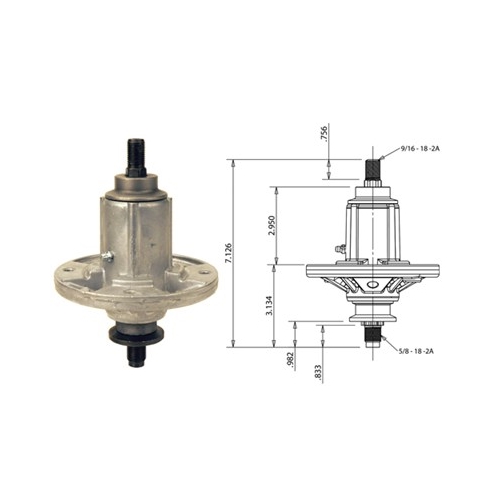 Knivspindel komplett 7" (John Deere)