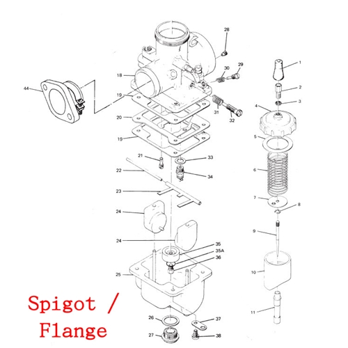 Nålventil 3,5 (6 hål) Mikuni Spigot, reservdelar snöskoter, RINAB