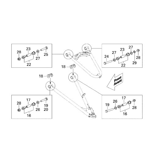 Bussningssats framvagn (XP, XS, XM)