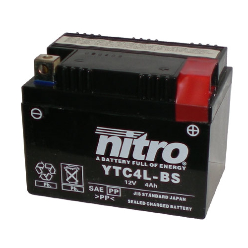 Batteri Nitro YTC4L-BS, RINAB, batterier, tillbehör, snöskoter, moped, atv, cross