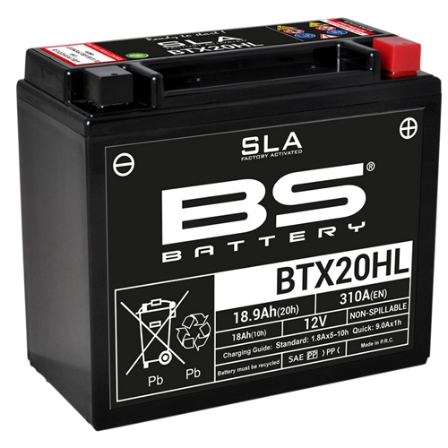 Batteri BS SLA BTX20HL, RINAB, batterier, tillbehör, snöskoter, moped, atv, cross