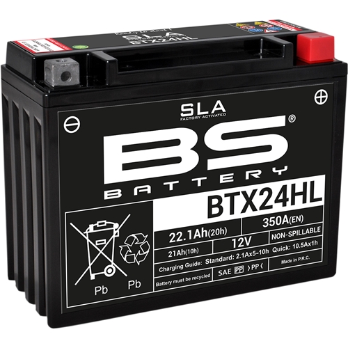 Batteri BS SLA BTX24HL, RINAB, batterier, tillbehör, snöskoter, moped, atv, cross