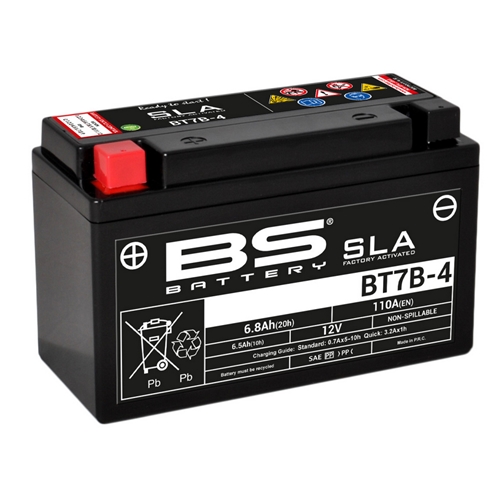 Batteri BS SLA BT7B-4, RINAB, batterier, tillbehör, snöskoter, moped, atv, cross