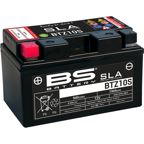 Batteri BS SLA BTZ10S, RINAB, batterier, tillbehör, snöskoter, moped, atv, cross