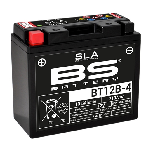 Batteri BS SLA BT12B-4, RINAB, batterier, tillbehör, snöskoter, moped, atv, cross