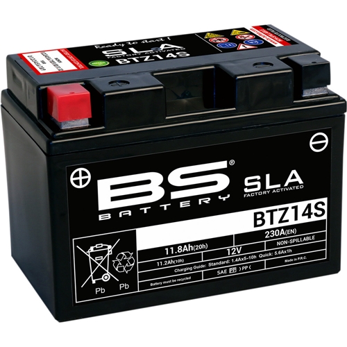 Batteri BS SLA BTZ14S, RINAB, batterier, tillbehör, snöskoter, moped, atv, cross
