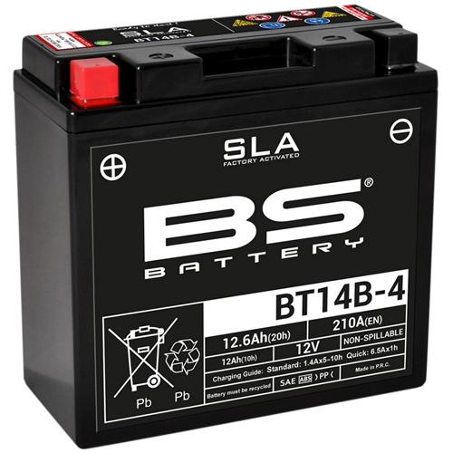 Batteri BS SLA BT14B-4, RINAB, batterier, tillbehör, snöskoter, moped, atv, cross