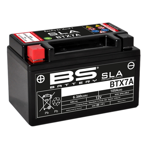 Batteri BS SLA BTX7A, RINAB, batterier, tillbehör, snöskoter, moped, atv, cross