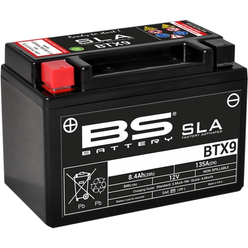 Batteri BS SLA BTX9, RINAB, batterier, tillbehör, snöskoter, moped, atv, cross