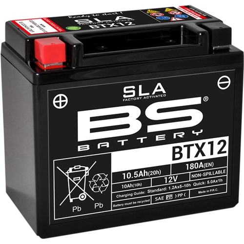 Batteri BS SLA BTX12, RINAB, batterier, tillbehör, snöskoter, moped, atv, cross