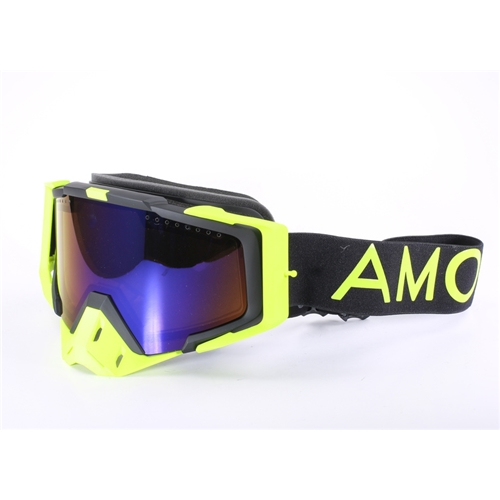 Glasögon AMOQ Aster Vent+ Magnetic - Black-HiVis/blue, skoterglasögon, snöskoter, snöskoterdelar, RINAB, 