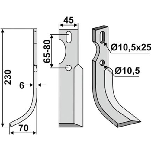 Jordfräskniv Hö. 230 x 6 x 45 mm, RINAB