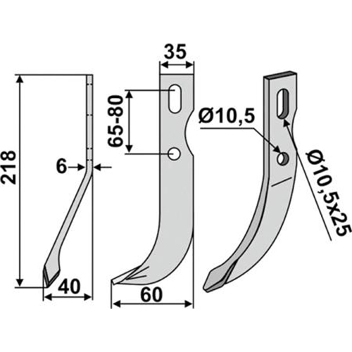 Jordfräskniv Vä. 218 x 6 x 35 mm, RINAB