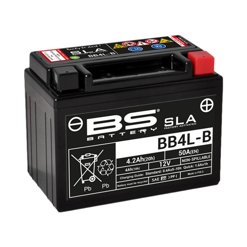 Batteri BS SLA BB4L-B, RINAB, batterier, tillbehör, snöskoter, moped, atv, cross