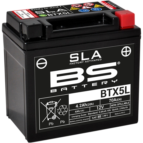 Batteri BS BTX5L, RINAB, batterier, tillbehör, snöskoter, moped, atv, cross