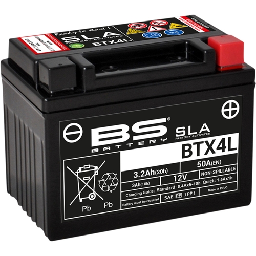 Batteri BS BTX4L+, RINAB, batterier, tillbehör, snöskoter, moped, atv, cross