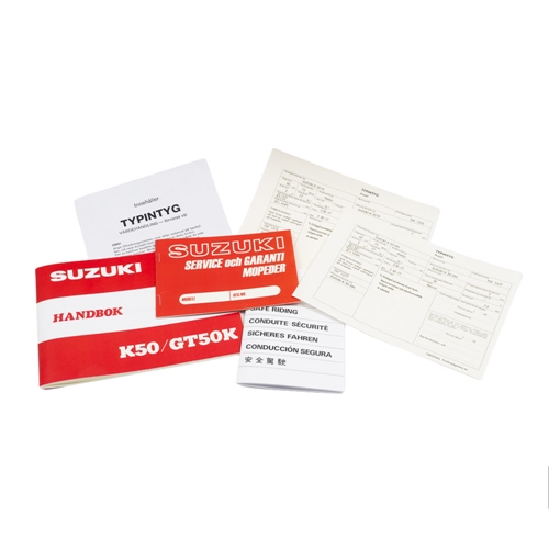 Instruktionsbok & kompl. dok (Suzuki K50N/DN), reservdelar moped, RINAB