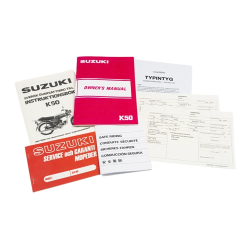 Instruktionsbok & kompl. dok (Suzuki K50 Z/DZ), reservdelar moped, RINAB