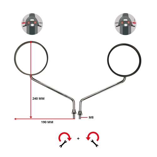 Backspegelsats krom/svart (Yamaha FS1)