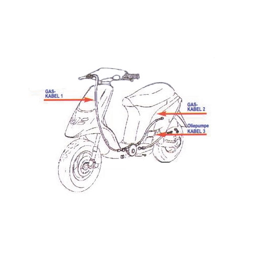 Gaskabel, nedre (Gilera/Piaggio), reservdelar och tillbehör till moped, RINAB