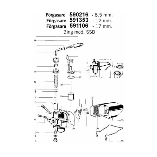 Trottelnål L:36mm (Bing 12 & 15mm SRE / 17mm SSB), reservdelar och tillbehör till moped, RINAB