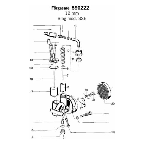 Trottelfjäder (Ø=11mm) för SSE/SSB/SSN/SSG/SRC, reservdelar och tillbehör till moped, RINAB