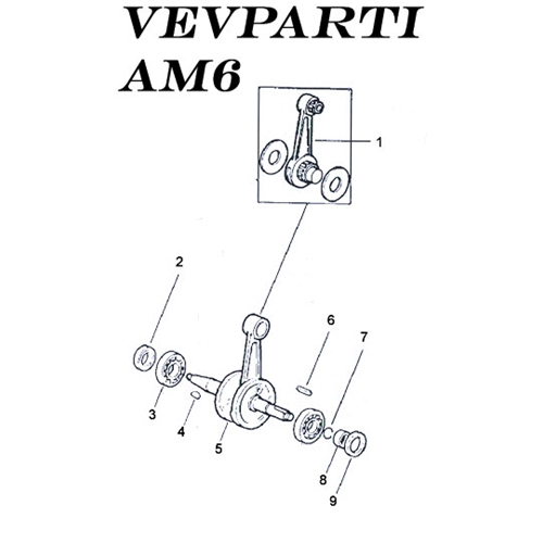 Vevparti std. (Minarelli AM6), RINAB, moped, Enduro, tillbehör, reservdelar