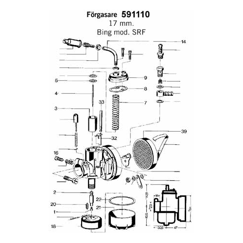 Trottel SRF/SSI 14-17mm, reservdelar och tillbehör till moped, RINAB