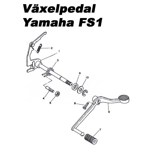 Mutter, växelpedal (Yamaha FS1), reservdelar moped. RINAB