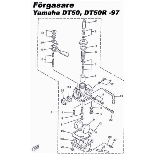 Packning trottellock (DT50/R -97), tillbehör, reservdelar, snöskoter, moped, cross, rinab