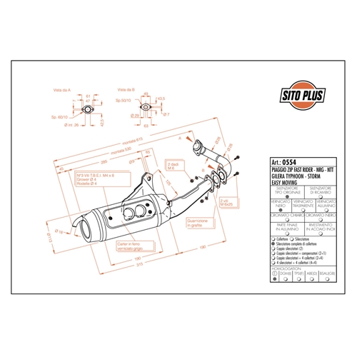 Avgassystem Sitoplus (std), Gilera, Piaggio, RINAB