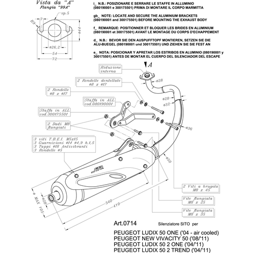 Avgassystem Sito (std), Peugeot, RINAB