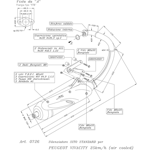 Avgassystem Sito (std), Peugeot Vivacity 2 25km, RINAB