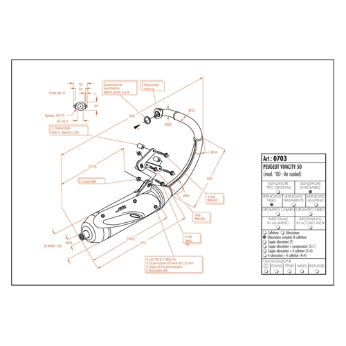 Avgassystem Sito (std), Peugeot Elyseo, Vivacity, RINAB