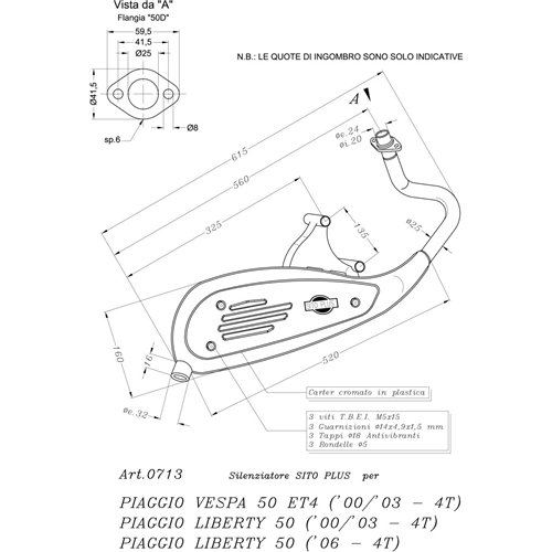 Avgassystem Sitoplus (std), Piaggio, Vespa (4T), RINAB