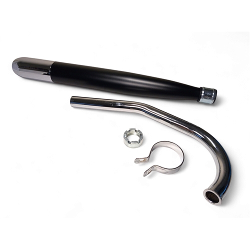 Avgassystem 28mm Svart/Krom (Crecent F50 GLX 1244), tillbehör, reservdelar, snöskoter, moped, cross, rinab