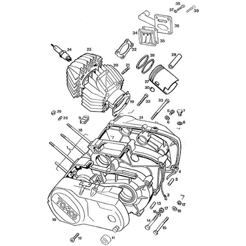 Cylinderfotspackning, äldre modell (Tomos A3/A35)