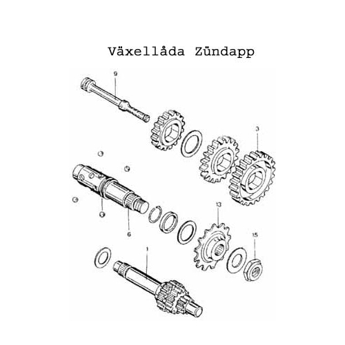 Drevaxel 5vxl (Zündapp), reservdelar och tillbehör till moped, RINAB