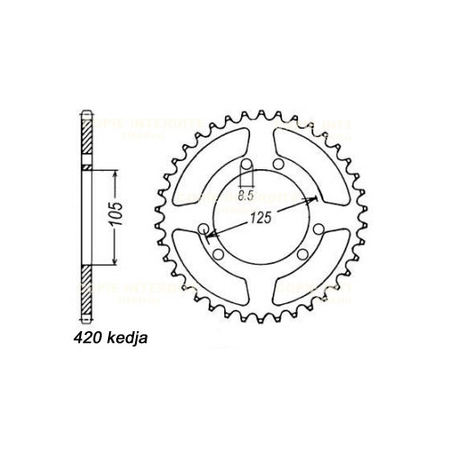 Bakdrev för 105 mm nav (Aprilia, Bultaco, Derbi, Gilera, GasGas...)