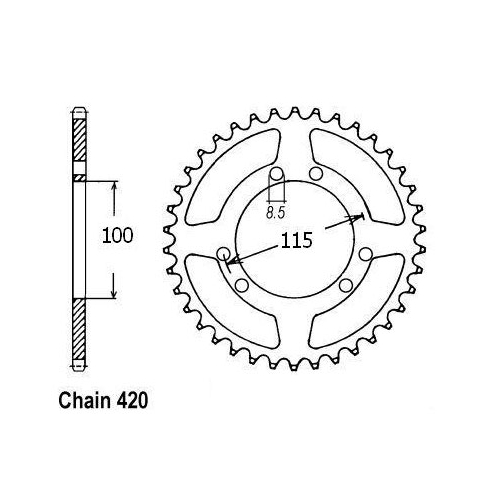 Bakdrev till 100 mm nav (Beta, CH Racing, Gilera, Motorhispania, Peugeot)