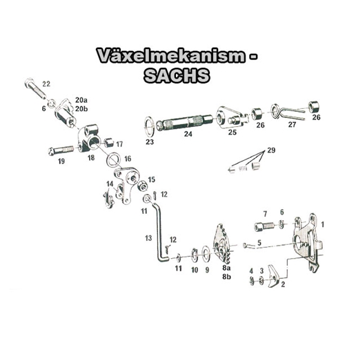 Växelgaffel m. bygel (Sachs 50/3 & 50/4 fotvxl), RINAB