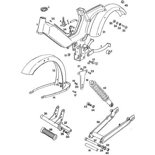 Stötdämpare 280mm/10mm/12mm (Puch, Yamaha), reservdelar moped, RINAB