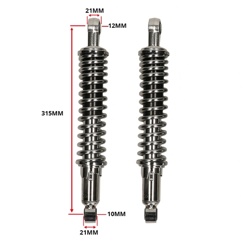 Stötdämpare 310mm/12mm/10mm Krom - Forsa MDI (Honda MT50/MB50)